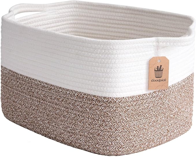 Goodpick Cube Storage Bins - Shelf Baskets for Toys Storage, Closet Storage Bins for Towel Book Clothes, Woven Basket for Shelves Baby Laundry Basket, 13''x10''x9''