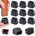 Ezprotekt 16 Pcs Rectangle Silicone Chair Leg Floor Protectors, Felt Rectangle Black Furniture Leg Cap Covers for Chair Table Desk - Anti- Scratches (Fit L :1.3-1.7", W: 0.9-1.2")