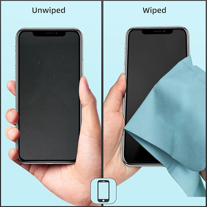 Suede Eyeglass Cloth 15.8 X 15.8 Inches Extra Large Cleaning Cloth Washable, Durable, Ultra-Fine High-Tech Quality Material for Eyeglasses, Lenses, Electronics and Screens, Car Mirrors Blue