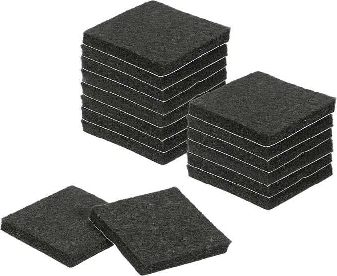 uxcell Felt Furniture Pads, 16Pcs 1.97" x 1.97" Adhesive Backed Felt Non-Slip Anti-Scratch Chair Leg Protectors for Protecting Hardwood Floor, Black