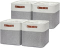 HNZIGE Storage Basket(4 Pack) Fabric Baskets for Organizing Clothes Closet,Towels,Cube Storage Bins,12x12 Storage Cube basket with Handles for Shelves,Toys,Blankets,Office,Room Storage(White&Grey)