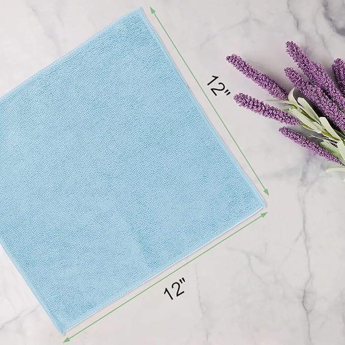 Washcloths - 20 Pack - Face Towels (12" x 12"), Highly Soft Wash Cloths and Hand Towels, Fast Drying Multi-Purpose Microfiber Cleansing Cloths for Bathroom, Hotel, Spa, and Salon - Blue