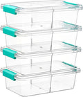 Vtopmart 4 Pack Clear Pencil Box, Plastic Pencil Holder with Removable Divider for Pen Organizer, Stackable Containers with Lid for Pen, Art Craft, Sticker, Scrapbook & Office Supplies