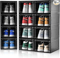 Amllas 12 Pack Shoe Boxes Stackable,Upgraded Sturdy Shoe Storage Boxes with Clear Magnetic Door,Multifunctional Sneaker Storage, Shoe Box Organizer Fit up to US Size 12 Gray(13.8”x 9.84”x 7.1”)