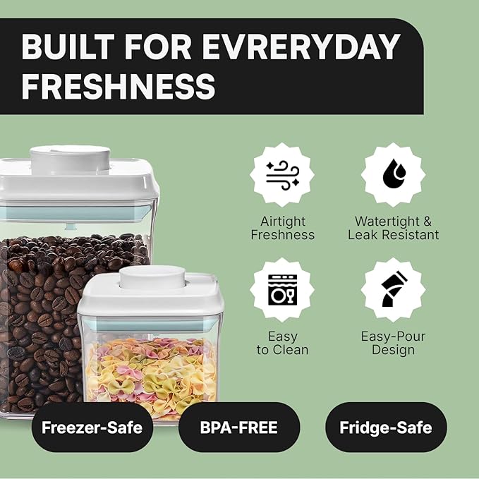 Bop Top | Airtight Meal Prep Containers with Lids | Food Storage Container Sets | Snack and Overnight Oats Fridge Organizer | Pantry and Kitchen Organization