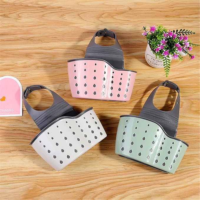 YYaaloa Sink Basket Sink Strainers Basket Corner Sponge Caddy for kitchen sink Kitchen Drain Shelf Sink Storage Holder (style 2- Sage Green and Gray)