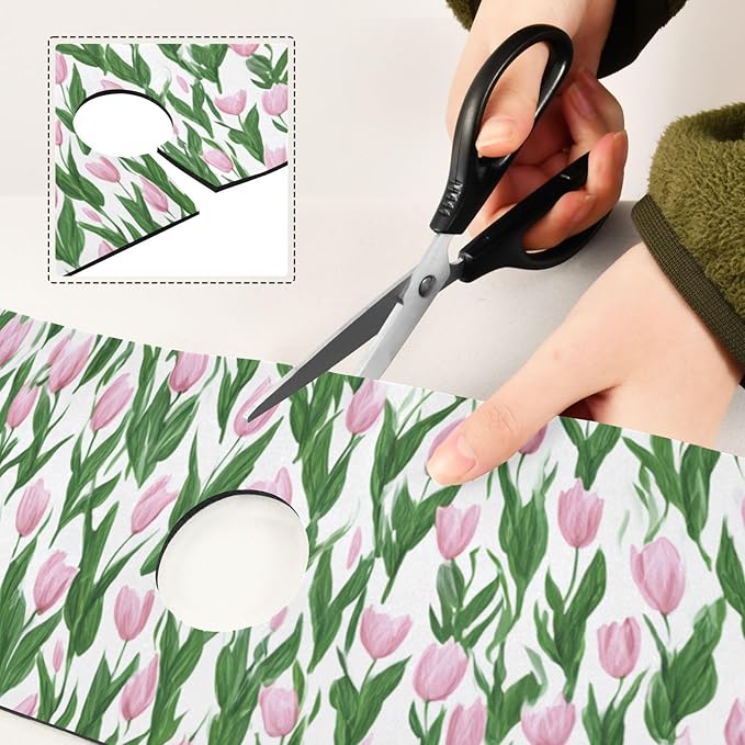 Kitchen Sink Splash Guard 1 PC 30 Inch Sink Faucet Mat Splash Guard for Bathroom Countertop Water Absorbent Foldable Cuttable Soft Washable Small Tulips Pink