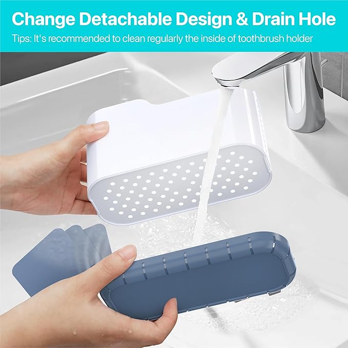 Bathroom Toothbrush Organizer with Soap Dispenser 2-in-1, Bathroom Countertop Toothpaste Organizers with Tooth Brush Holders Set, Bathroom Sink Organizer for Brushes