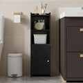 Bathroom Storage Cabinet, Corner Floor Cabinet with Doors and Adjustable Shelf, Narrow Toilet Paper Cabinets, Bathroom Organizer for Small Spaces, Black BC39704X