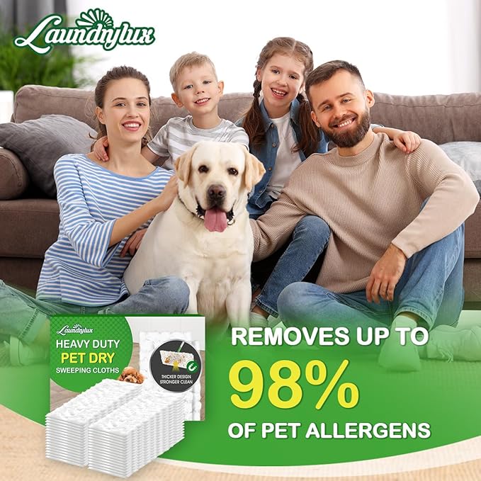 Heavy Duty Dry Sweeping Cloths Refills Compatible with Swiffer Sweeper, Multi Surface Pet Dry Pads Refill, Floor Cleaner for Dust, Hair, Dirt, Disposable Duster Mop Pad - 100 Count