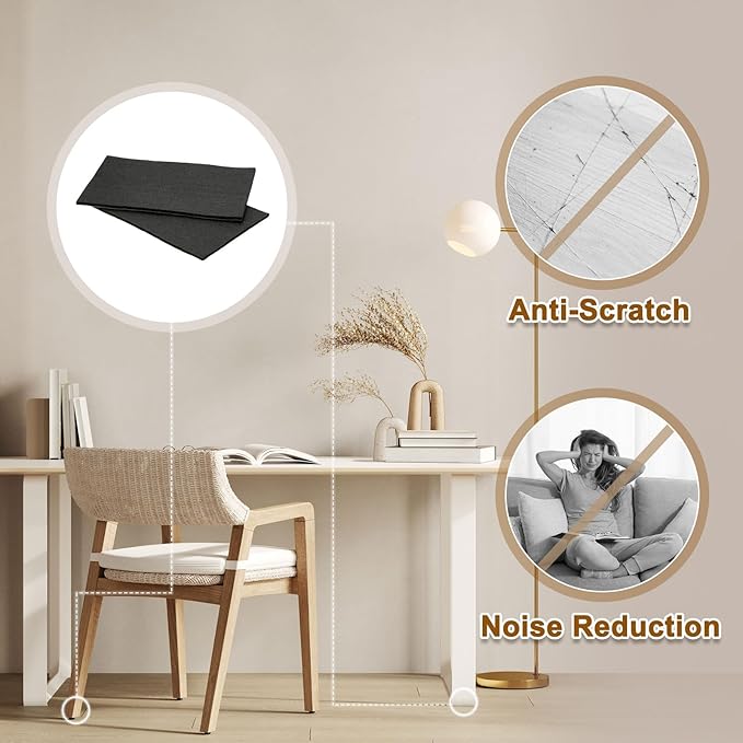 uxcell Felt Furniture Pads, 2Pcs 9.84" x 5.91" Adhesive Backed Felt Non-Slip Anti-Scratch Chair Leg Protectors for Protecting Hardwood Floor, Black
