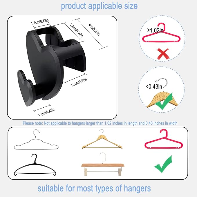 25 Pcs Clothes Hanger Connector Hooks,Hangers Space Saving Hanger Hooks Space Saver Hangers for Clothes,Heavy Duty Cascading Black Heart Hanger Organizer for Closet,Fits All Hangers