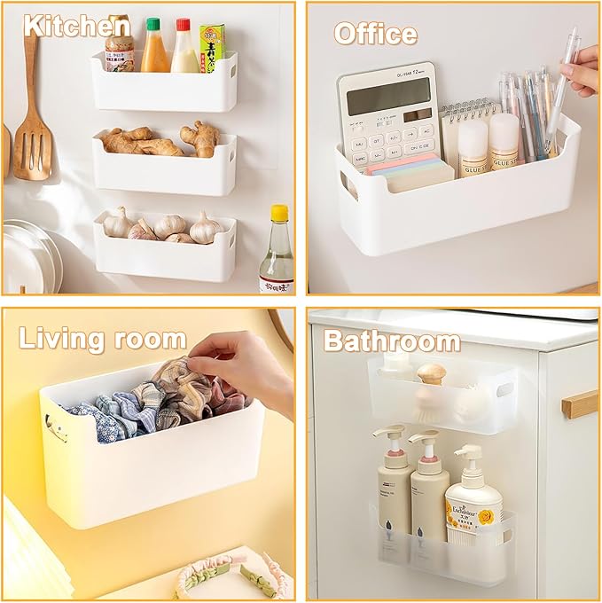 2 Pcs Kitchen Cabinet Door Organizer,Adhesive Mount Inside Cabinet Door Storage,Under Sink Door Storage Shelf for Kitchen,Bathroom,Office,Garage,Craft Room(White)