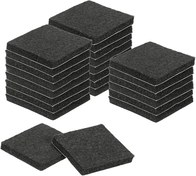 uxcell Felt Furniture Pads, 24Pcs 1.97" x 1.97" Adhesive Backed Felt Non-Slip Anti-Scratch Chair Leg Protectors for Protecting Hardwood Floor, Black