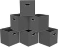 Black Foldable Storage Cubes Bins, Fabric Storage Box Cubes Organizer Baskets with Dual Handles for Home Organizer,Set of 6,(Gray)
