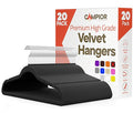 Black Velvet Hangers 20 Pack – 360° Swivel Hook, Non-Slip and Space Saving Hangers, Heavy-Duty 11 lbs Weight Capacity - Smooth Velvet Finish for Crease-Free Clothes and Effortless Closet Organization