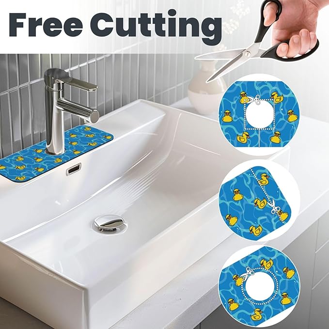Duck Sunglasses Yellow Cool 15" X 5.5" Kitchen Sink Splash Guard Faucet Faucet Guard Draining Mat Sink Splash Guard Faucet Kitchen Bathroom