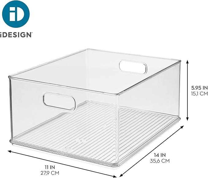 iDesign Recycled Plastic Stackable Storage Bin with Handles - Clear