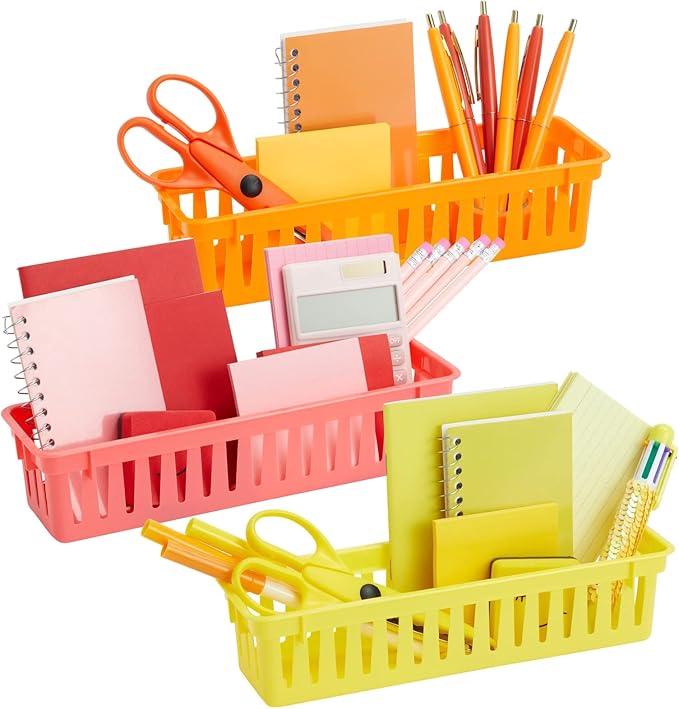 Juvale Plastic Pencil Holder for Classroom - 12-Pack, Multicolor, Slim Rectangular for Classroom Organization & Teacher Supplies