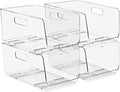 Sorbus Stackable Storage Bins Open Front - Clear Stackable Storage Bins - Pantry Bins for Storage and Organization - Acrylic Stackable Bins for Kitchen - Clear Pantry Organizer Bins (Medium 4 Pack)