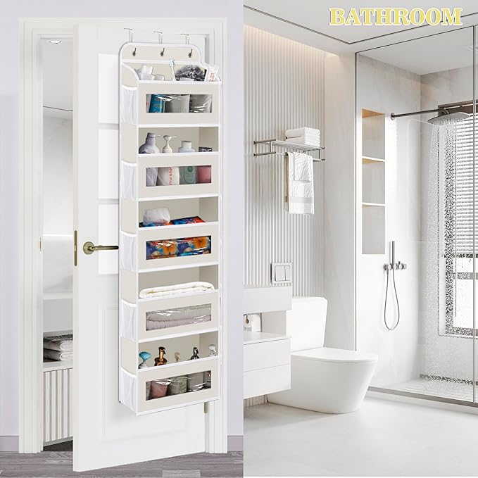Over The Door Organizer, 5 Shelves Closet Door Hanging Organizer with 10 Mesh Pockets, Nursery Closet Organizer, Baby Essentials, Dorm Room Essentials for Girls
