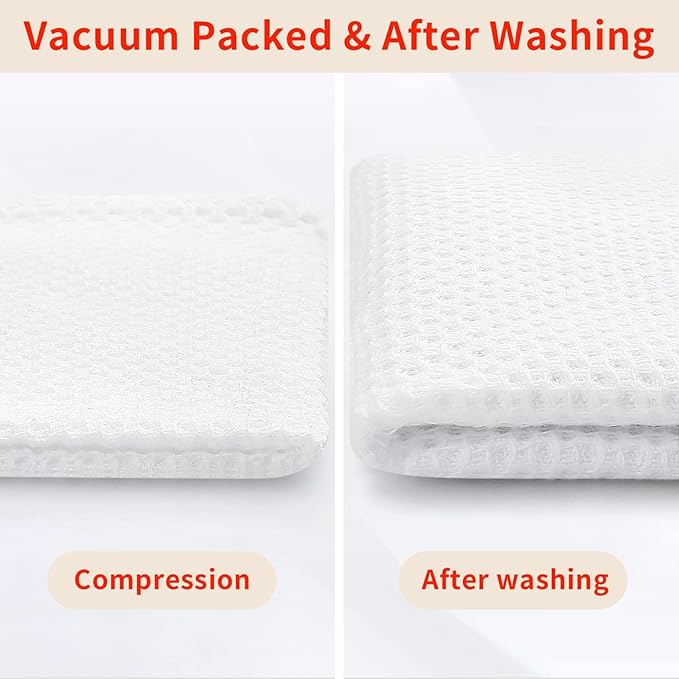 Homaxy 100% Cotton Oversized Waffle Weave Kitchen Dish Towels, Ultra Soft Absorbent Quick Drying Cleaning Towel, 20x28 Inches, 6-Pack, White