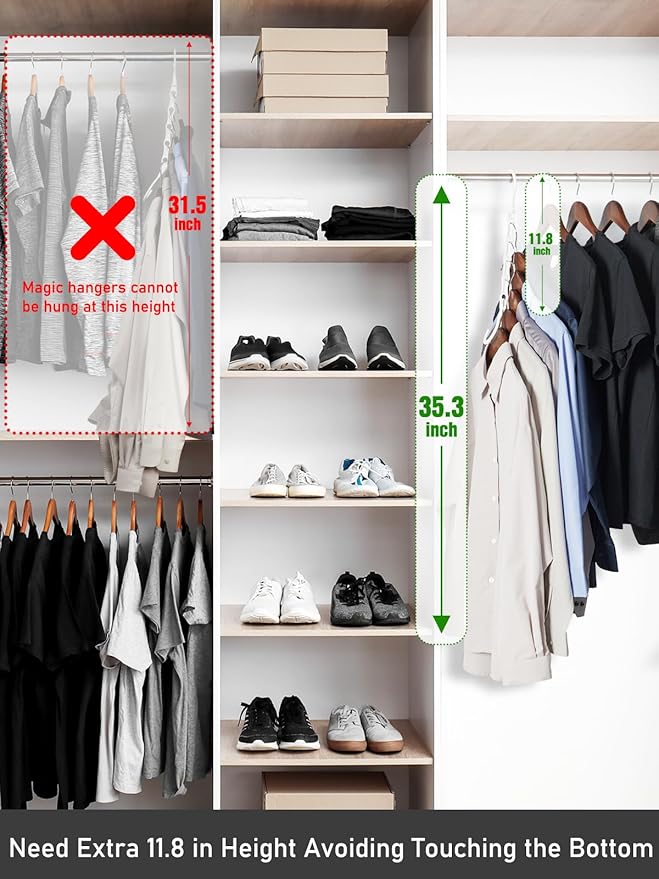 HOUSE DAY Closet Organizers and Storage, Magic Hangers Space Saving Clothes Hangers, Pack of 8 Sturdy Plastic Hangers with 5 Holes for Wardrobe Closet Organization, College Dorm Room Essentials