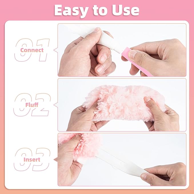30 Count Pink Duster Refills Compatible with Swiffer Handle, 360° Multi-Surface Duster Refills with 1 Handle, 5X Microfibers Disposable Dusters for Valentines Home, Office Cleaning