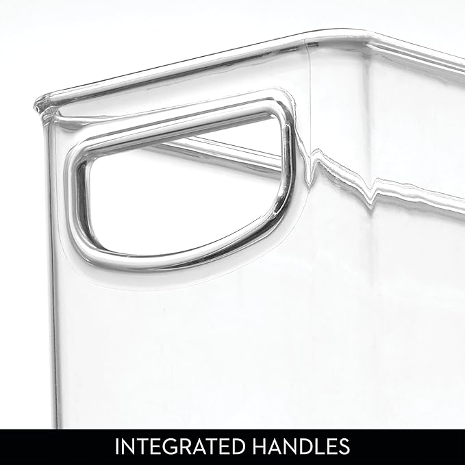 iDesign Small Stackable Storage Bins with Handles for Pantry or Fridge, Set of 4, Clear, Made in USA