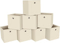 13 inch cube storage bins,collapsible fabric storage cubes Decorative storage basket,apply to clothes organizer box,shelves in closet,laundry,daycare centers,offices,Set of 8(Creamy-White)