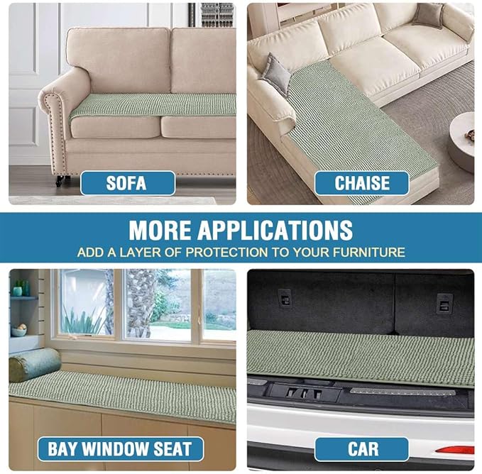 H.VERSAILTEX Plush Chenille Couch Cover for 3 Cushion Couch Anti Slip Washable Sofa Slipcovers Soft and Durable Furniture Protector for Dogs Cats Kids (27.5" x 82", Sea Foam)