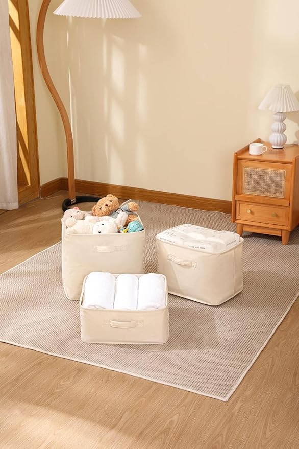 Decorative Basket Rectangular Fabric Storage Bin Organizer Basket with Handles for Clothes Storage
