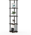 Furinno TURN-N-TUBE Corner Shelf, 5-Tier Corner Bookshelf, Open Storage Shelves, for Organization and Storage, Living Room, Home Office, Garage, Bedroom, Dark Brown Grain