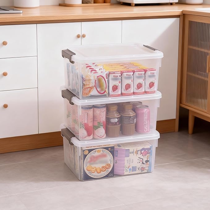 Citylife 17 QT Plastic Storage Bins with Latching Lids Stackable Storage Containers for Organizing Large Clear Storage Box for Garage, Craft, Toys, Closet, Home, 1 Packs