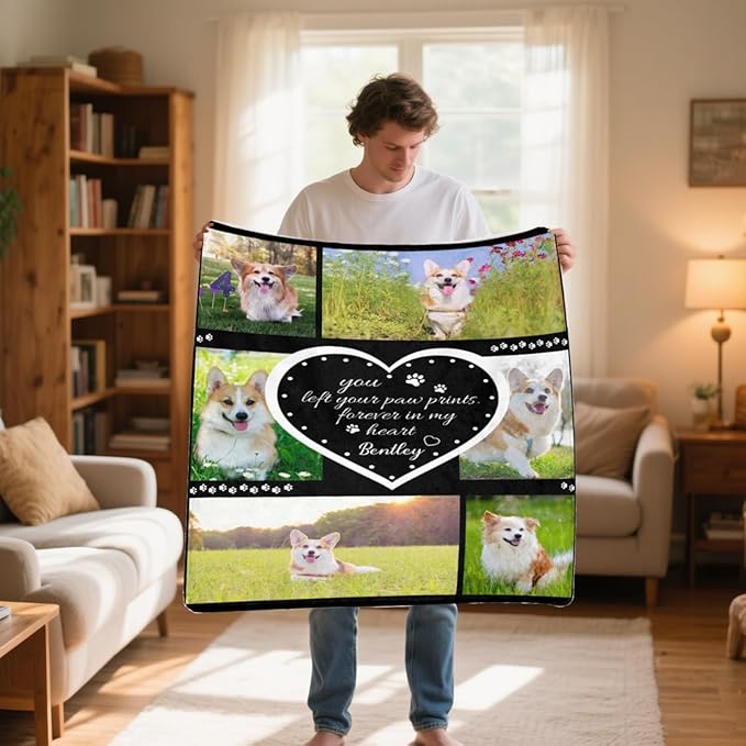 D-Story Dog Memorial Blanket Personalized with Photo - Loss of Dog Memorial Gifts Customized for Men, Women - Custom Pet Loss Sympathy Remembrance Grieving Gift Bedding Blanket Design8