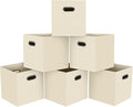 Black Foldable Storage Cubes Bins, Fabric Storage Box Cubes Organizer Baskets with Dual Handles for Home Organizer,Set of 6,(Creamy-White)