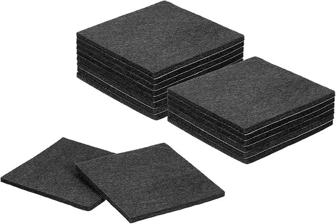 uxcell Felt Furniture Pads, 16Pcs 3.94" x 3.94" Adhesive Backed Felt Non-Slip Anti-Scratch Chair Leg Protectors for Protecting Hardwood Floor, Black