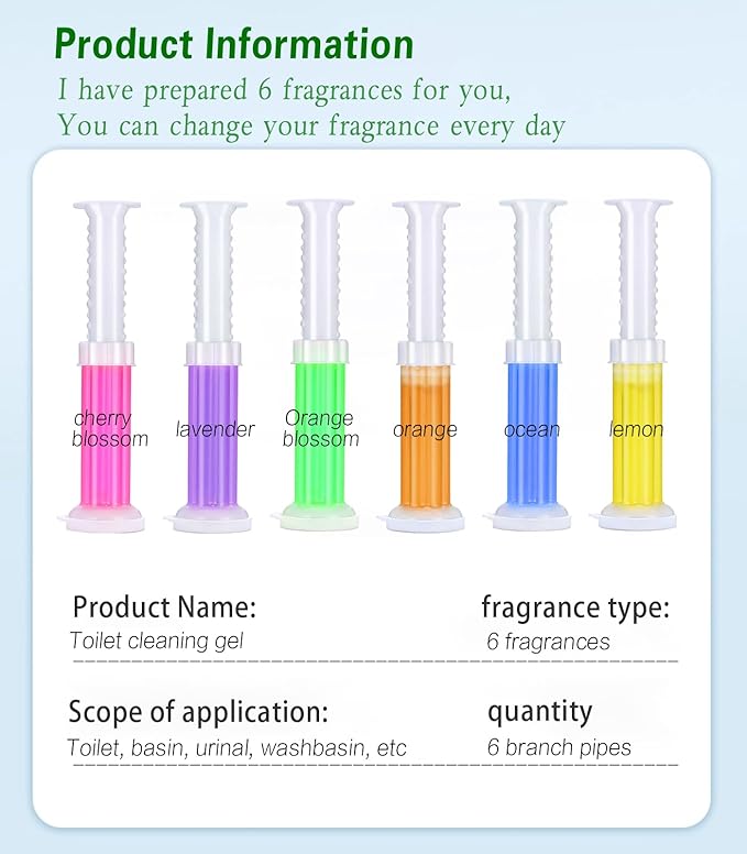 EKE Toilet Bowl Cleaner Gel Stamps, 6 Pack with 78 Stamps, 6 Scents, Bathroom Freshener for Long-Lasting Fragrance (6)