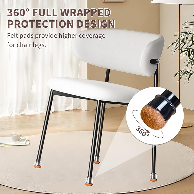 Ezprotekt 24 Pcs Extra Small Chair Leg Floor Protectors, Silicone Felt Chair Pads for Hardwood Floors, Round Chair Leg Caps, Felt Furniture Feet Covers for Dining Table, Clear (XS Fit: 2/5"-11/20")