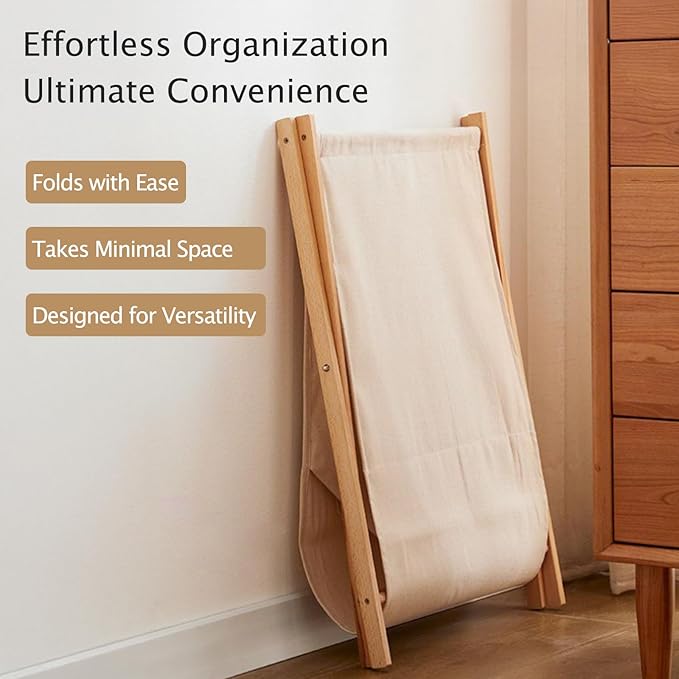 DUMDUM Simple, Eco-Friendly Foldable Laundry Hamper with X-Frame, Multi-Size for Dorm, Bedroom, RV(Beige, Small)