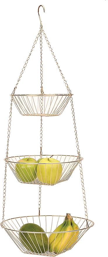 RSVP International Hanging Storage Collection 3-Tier Baskets, Copper Wire