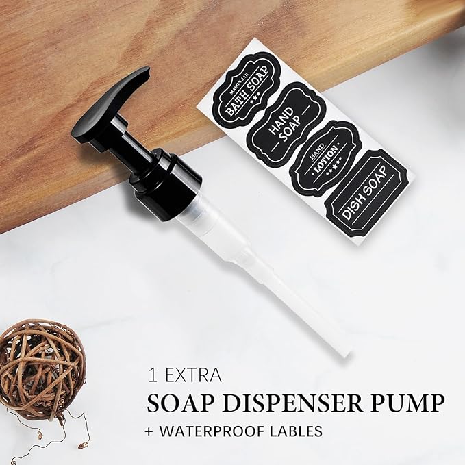 Amolliar Plastic Mason Jar Soap Dispenser with Pump Lid,16OZ Refillable BPA-Free Hand Soap Dispenser Set with Cute Lables - Farmhouse Decor for Kitchen/Bathroom, Liquid Soap,Dish Soap, Lotion