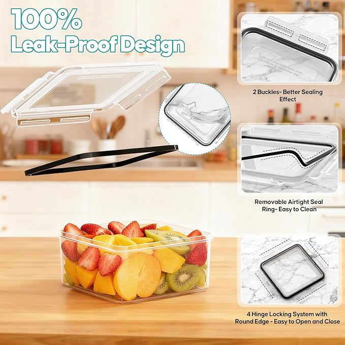 40 PCS Food Storage Containers with Lids Airtight (20 Containers & 20 Lids) - Plastic Food Containers for Kitchen Storage Reusable BPA-Free Leakproof Meal Prep Container with Labels & Pen
