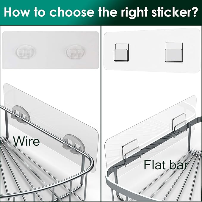 Jovware 14 Pack Shower Caddy Adhesive Replacement, Strong Adhesive Shower Shelf and Hooks, No Drilling Adhesive for Shower Organizer, Soap Holder, Sponge Holder and Kitchen Rack