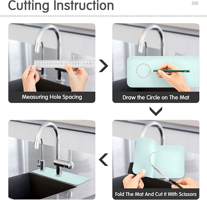 Kitchen Sink Splash Guard 1 PC 14.7 Inch Sink Faucet Mat Splash Guard for Bathroom Countertop Water Absorbent Foldable Cuttable Soft Washable Blue