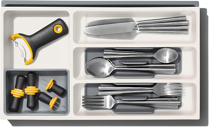 OXO Good Grips Kitchen Drawer, Expandable Utensil Organizer, White