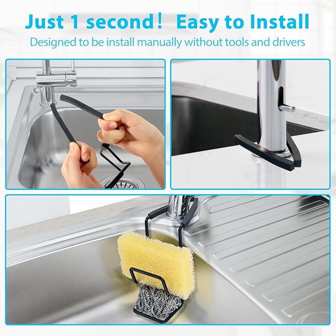 Sink Caddy Sink Sponge Holder - Faucet Rack Shower Tray - Kitchen and Bathroom Metal Organizer Hanging Fix Around Faucet
