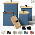 Kitchen Canisters for Countertop Set of 4 with Customizable Chalkboard Labels & Marker Pen - Big Iron Kitchen Canister Set with Airtight Lids - Blue Canisters - Sugar Tea Coffee Containers Sets