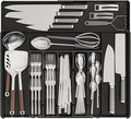 Expandable Silverware Organizers for Kitchen Drawers,Large BPA Free Cutlery Organizer in Drawer,Plastic Utensil Drawer Organizer Suitable as Flatware,Knife,Fork,Spoon,Silverware Holder and Tray,Black