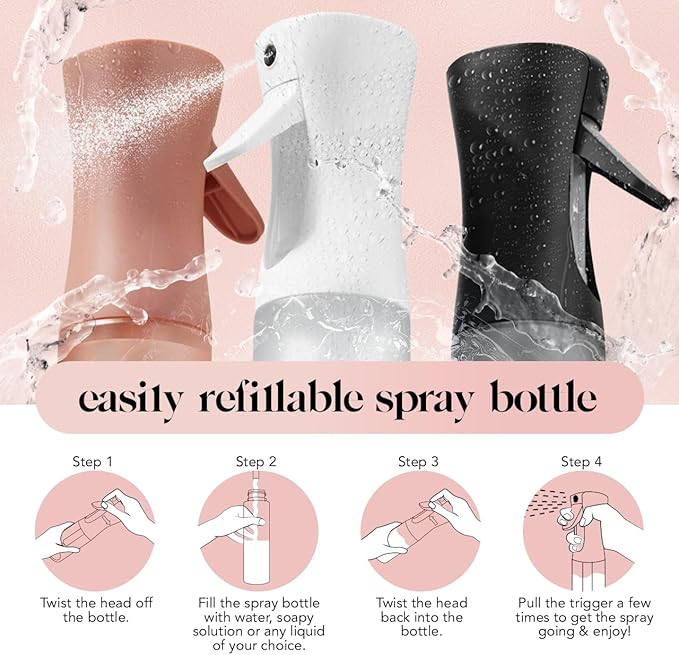 Kitsch Continuous Spray Bottle for Hair – Fine Mist Water Mister & Water Spray Bottle – Recycled Hair Spray Bottle – Spray Bottles for Cleaning, Styling, Plants & More – Terracotta, 150ml